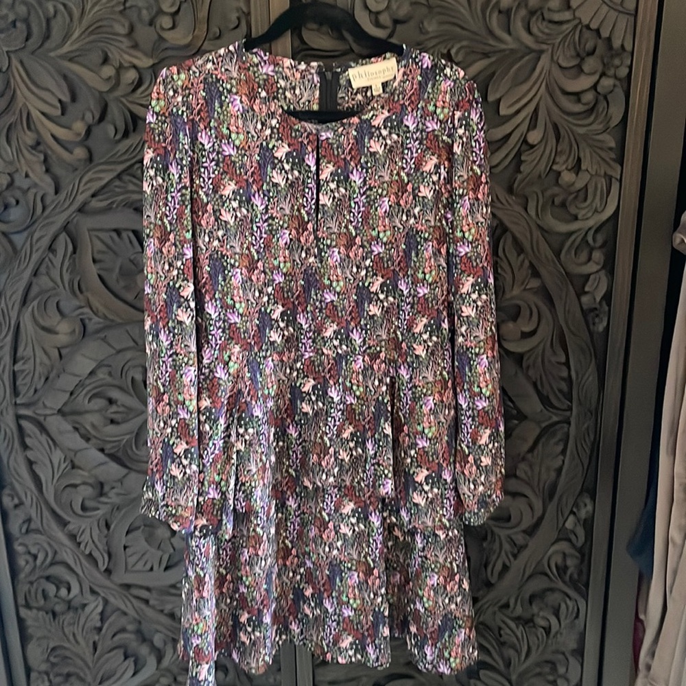 Flowered, ruffle skirt, keyhole opening dress